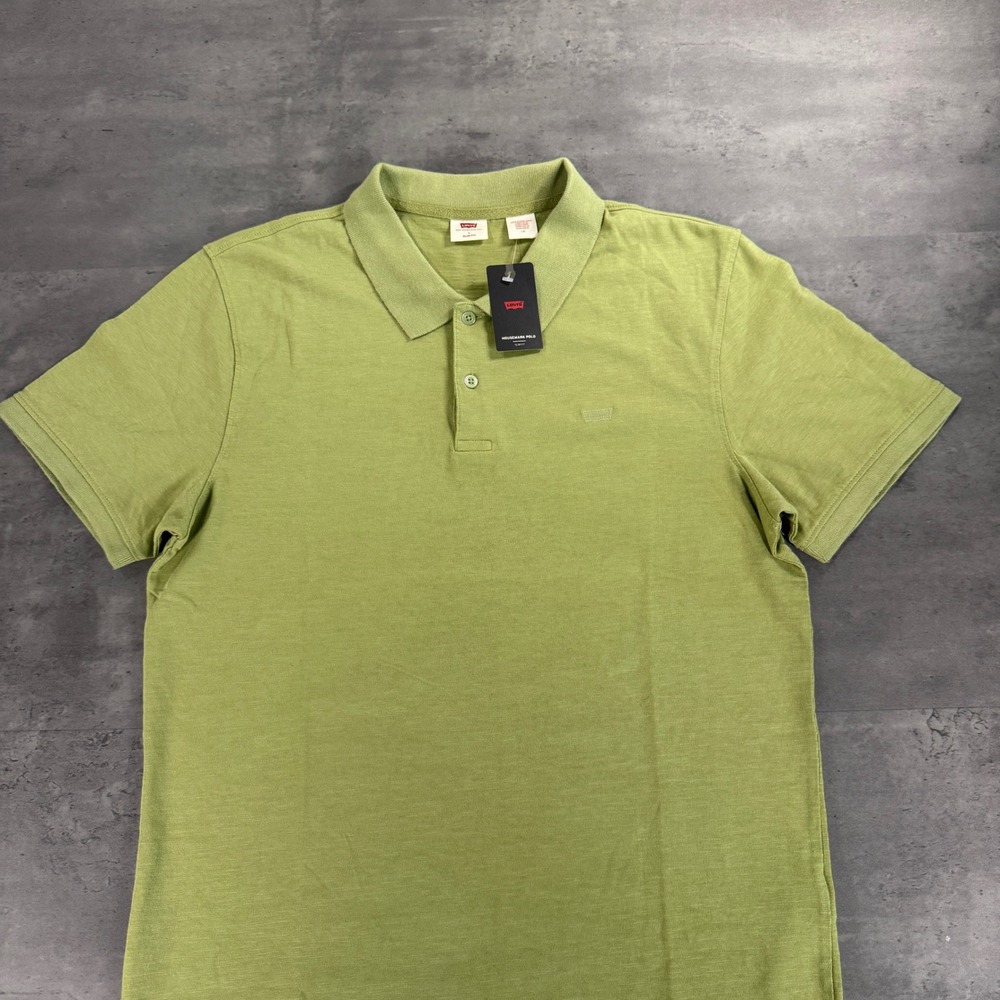Levi's Housemark‎ Polo Men Large Green Slim Fit Cotton Slub Jersey Short Sleeve